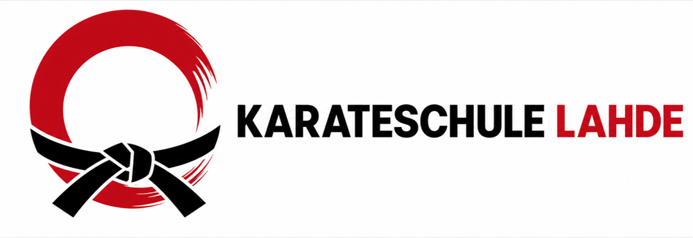 Logo der Karateschule Lahde mit rotem Kreis und schwarzem Gürtel